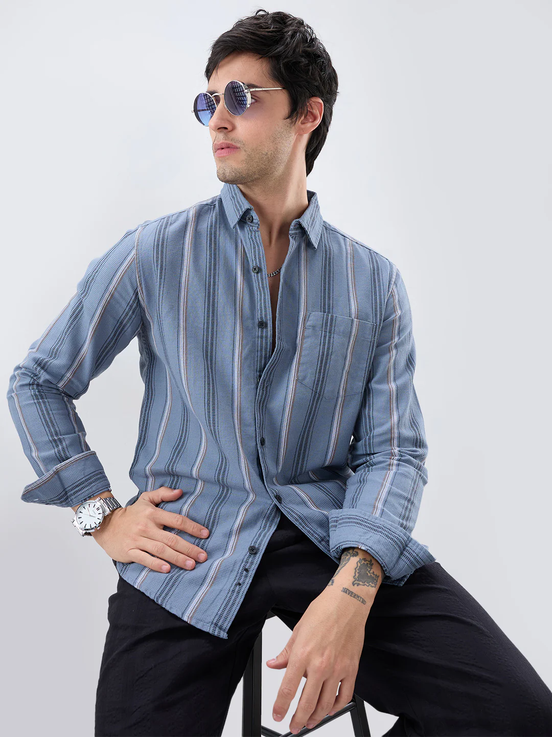 Power Grey Harmony Striped Shirt - Image 4