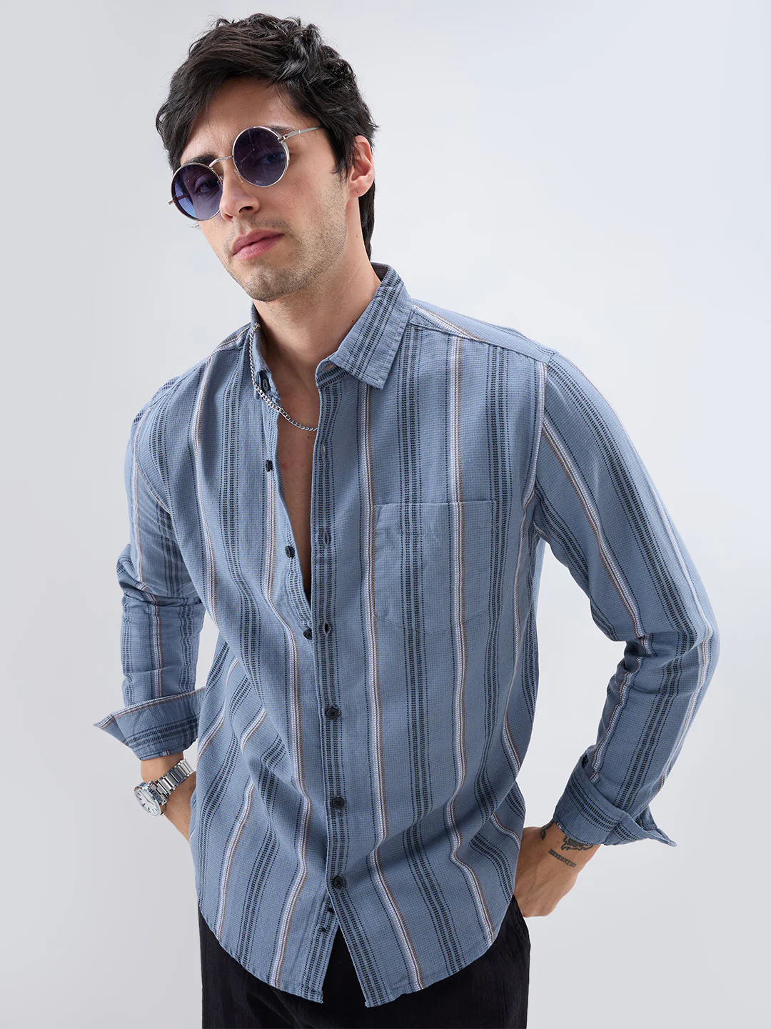 Power Grey Harmony Striped Shirt - Image 5