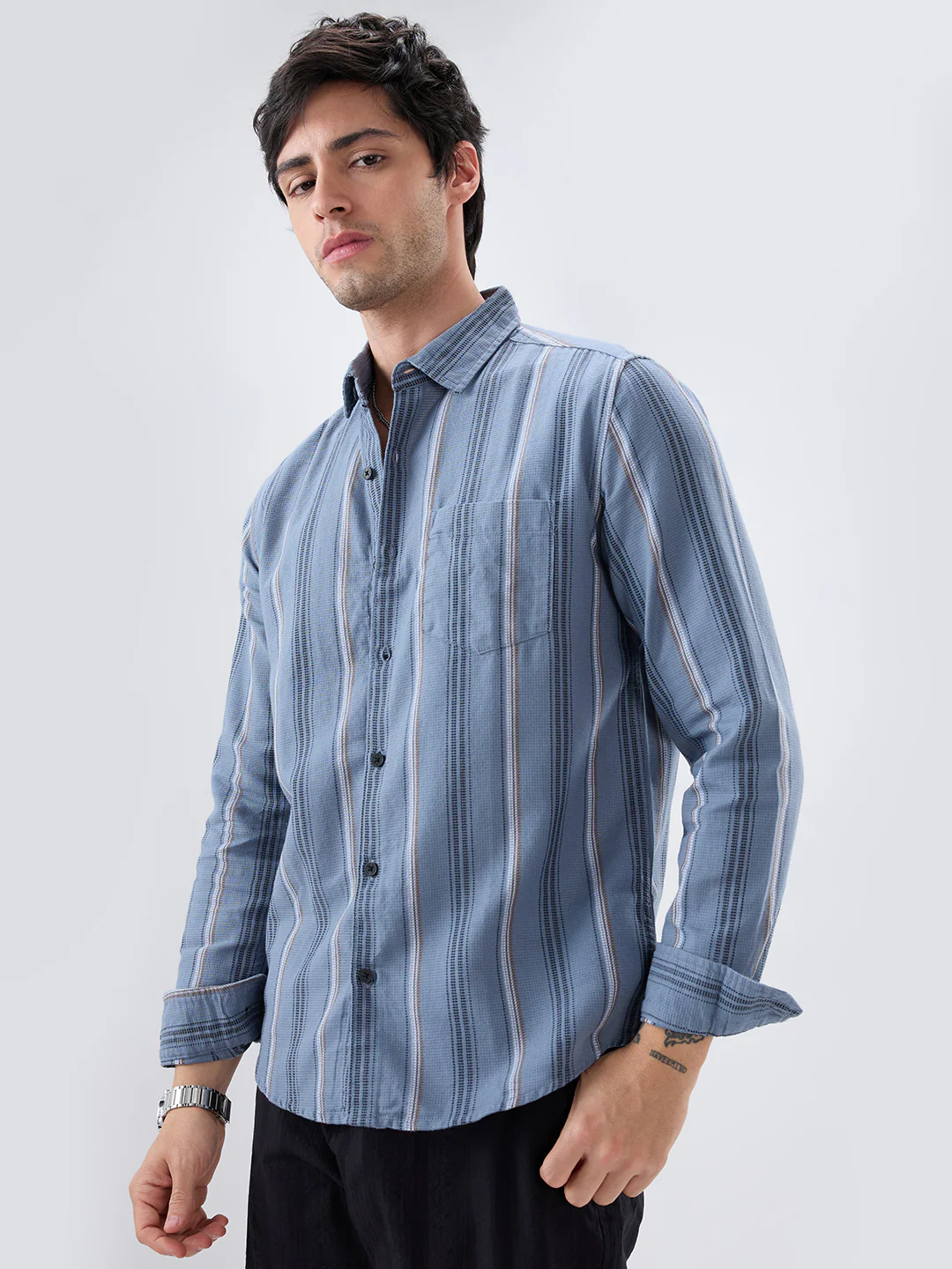Power Grey Harmony Striped Shirt - Image 6
