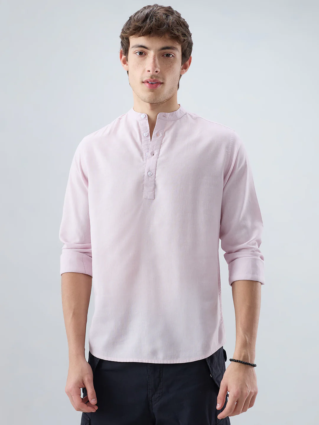 Premium Baby Pink Linen Blend Kurta - Image 5