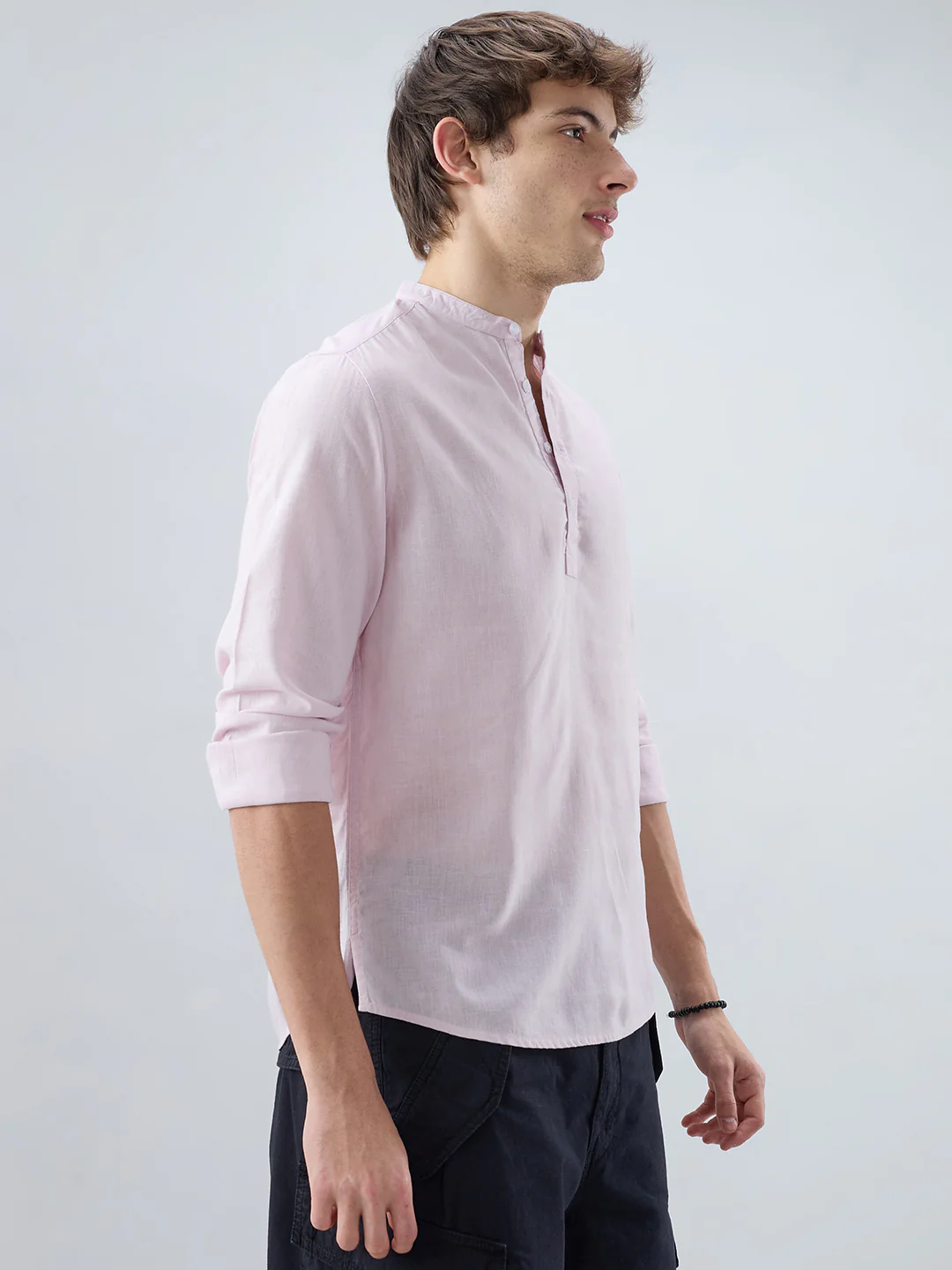 Premium Baby Pink Linen Blend Kurta - Image 6