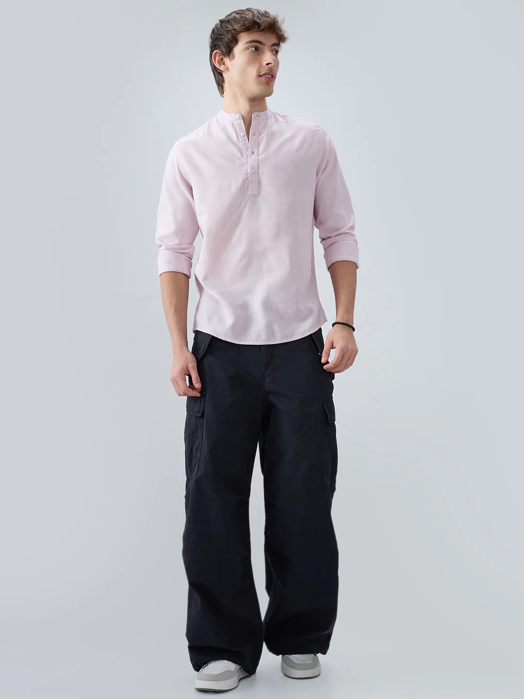 Premium Baby Pink Linen Blend Kurta - Image 8