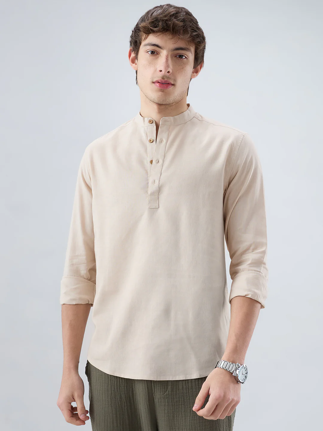 Premium Beige Linen Blend Kurta - Image 5