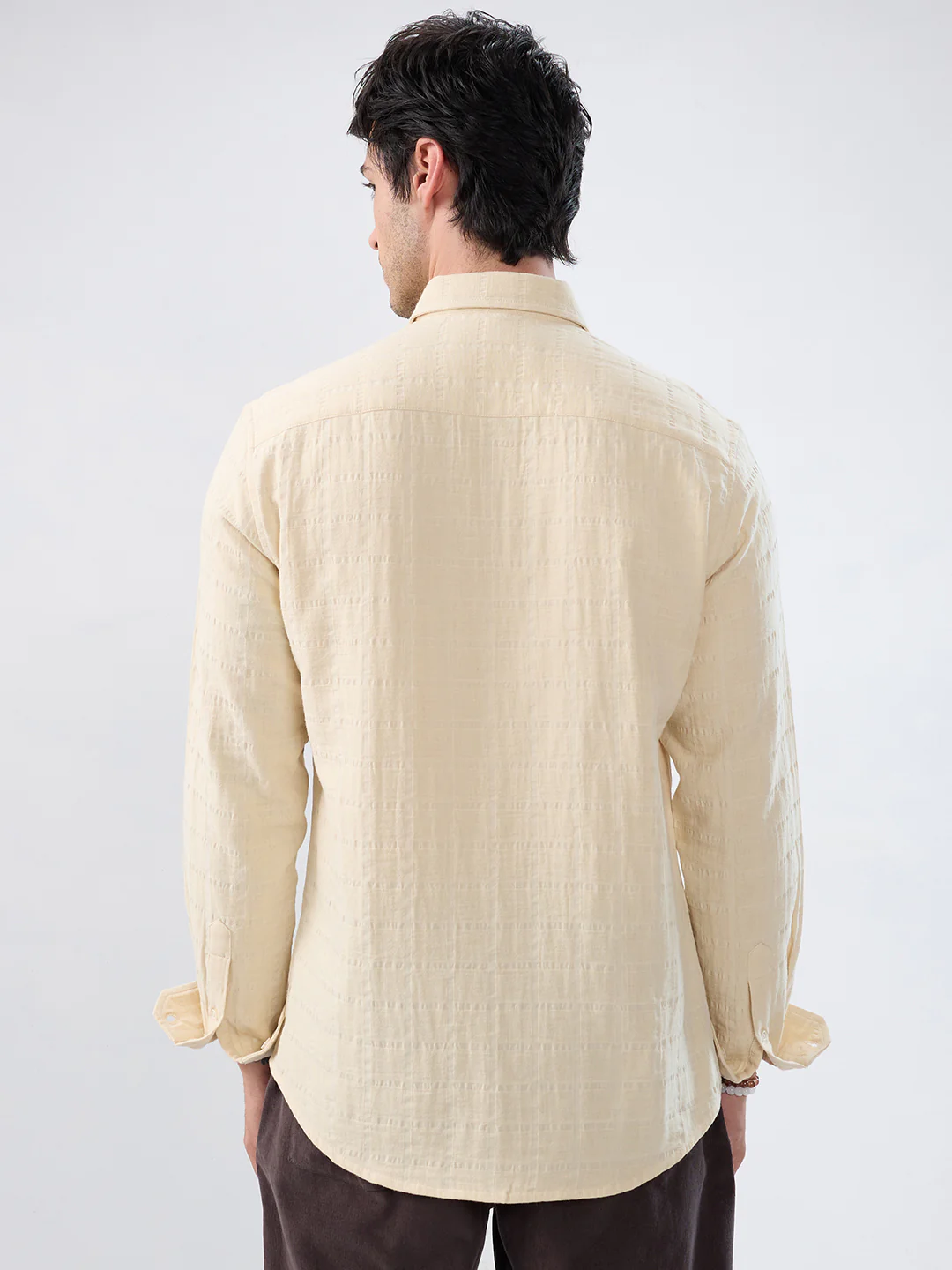 Premium Bisque Beige Seersucker Double Cloth Shirt - Image 7