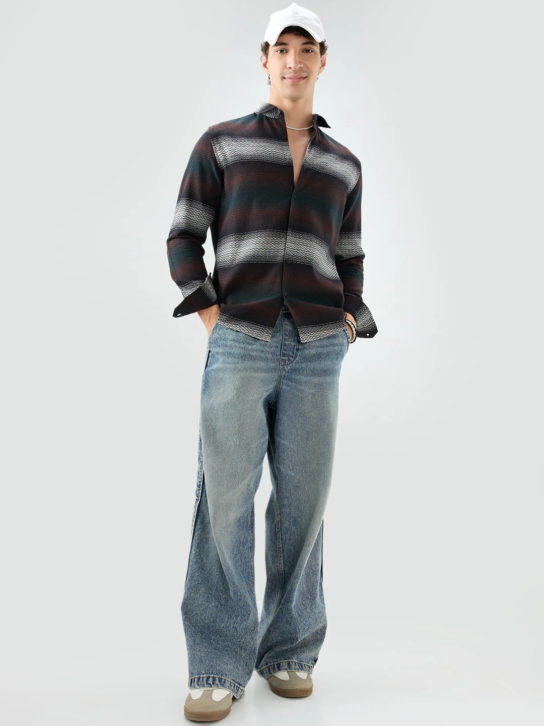 Premium Black Contrast Motif Striped Shirt - Image 8
