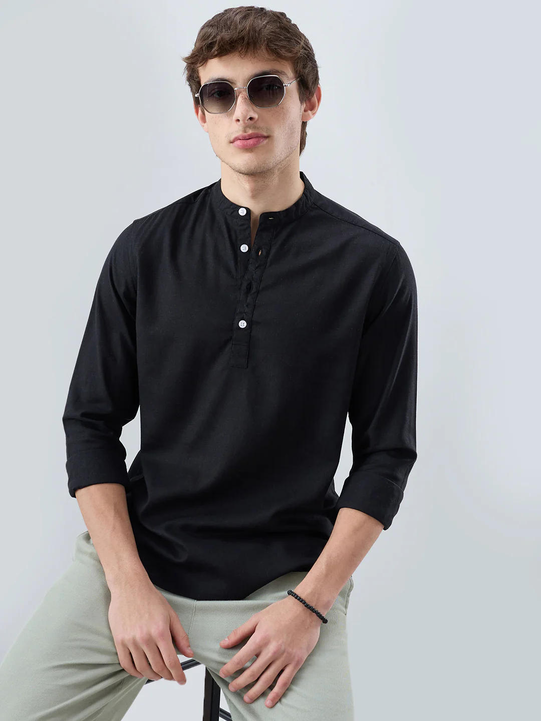 Premium Black Linen Blend Kurta - Image 4