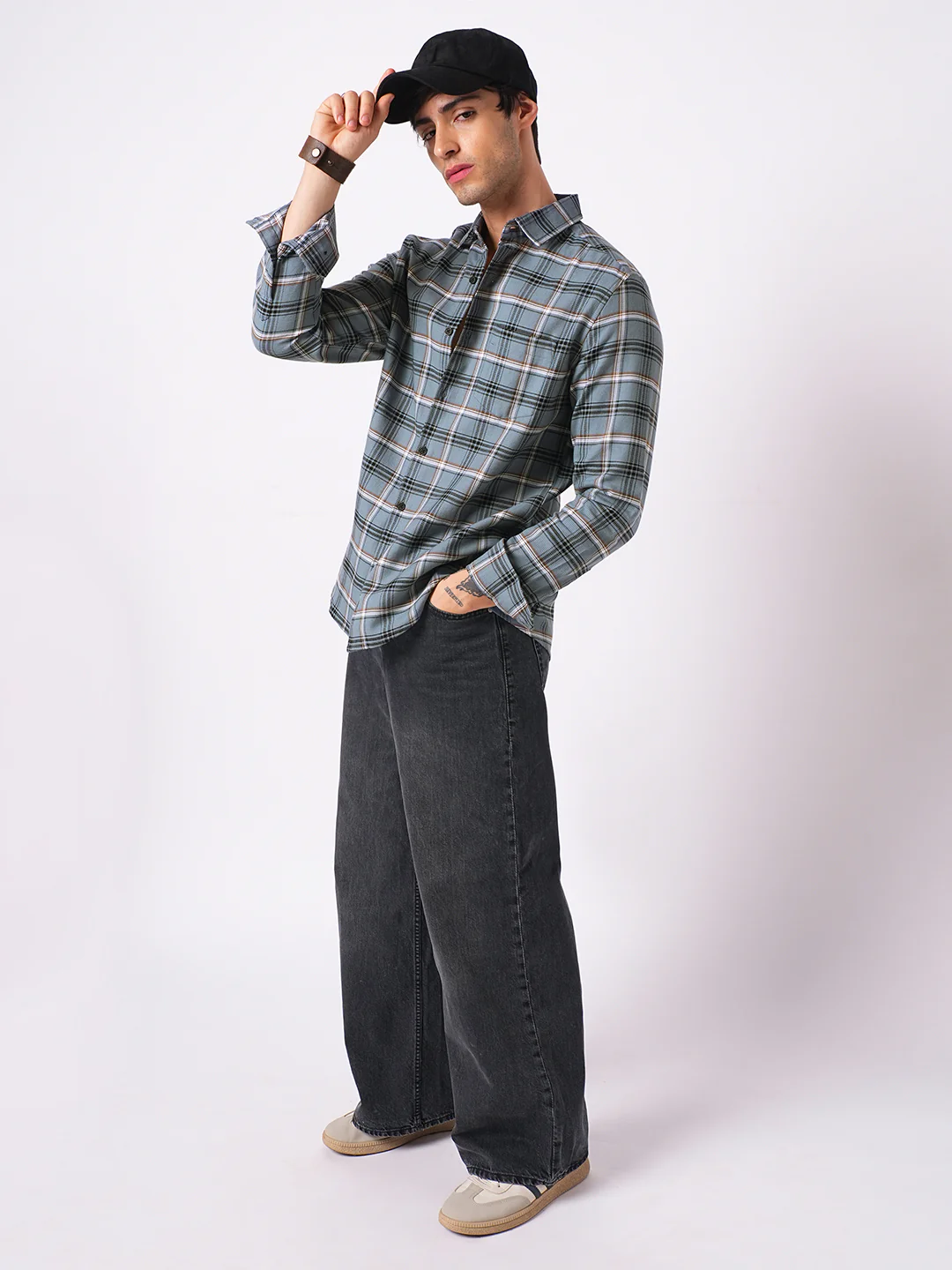 Premium Cotton Air Force Blue Plaid Checks Shirt - Image 8