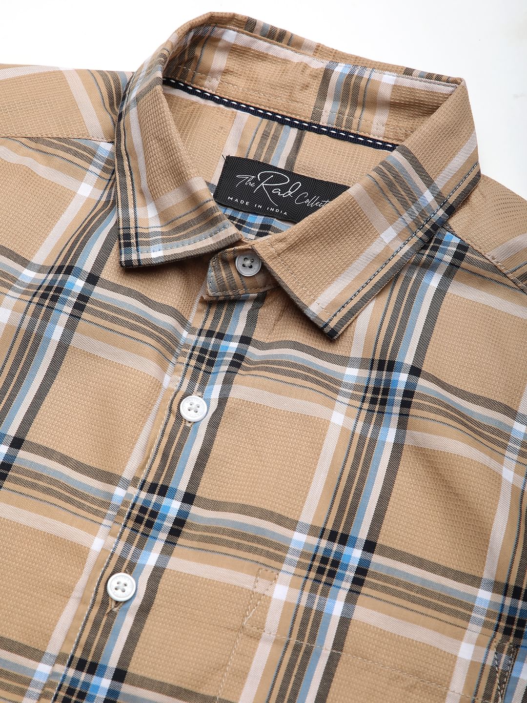 Premium Cotton Alluring Khaki Broad Checks Shirt - Image 3