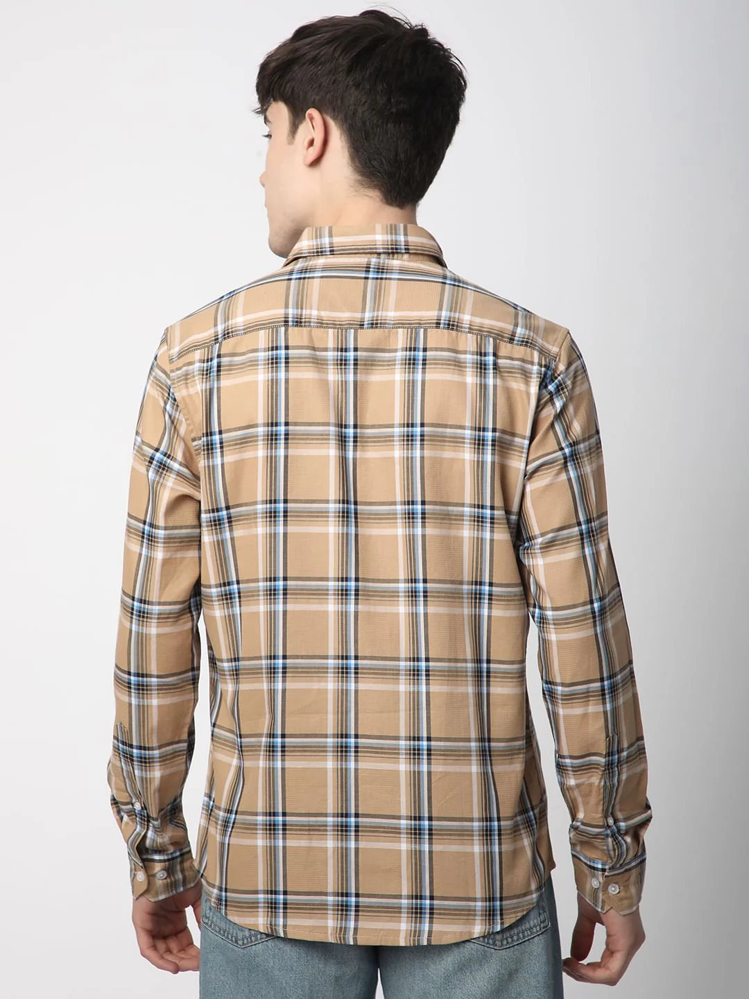 Premium Cotton Alluring Khaki Broad Checks Shirt - Image 7
