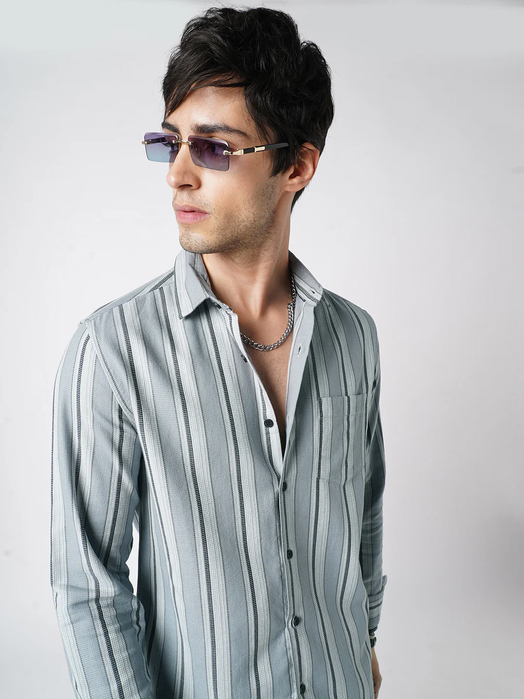 Premium Cotton Ash Flow Linear Shirt - Image 2