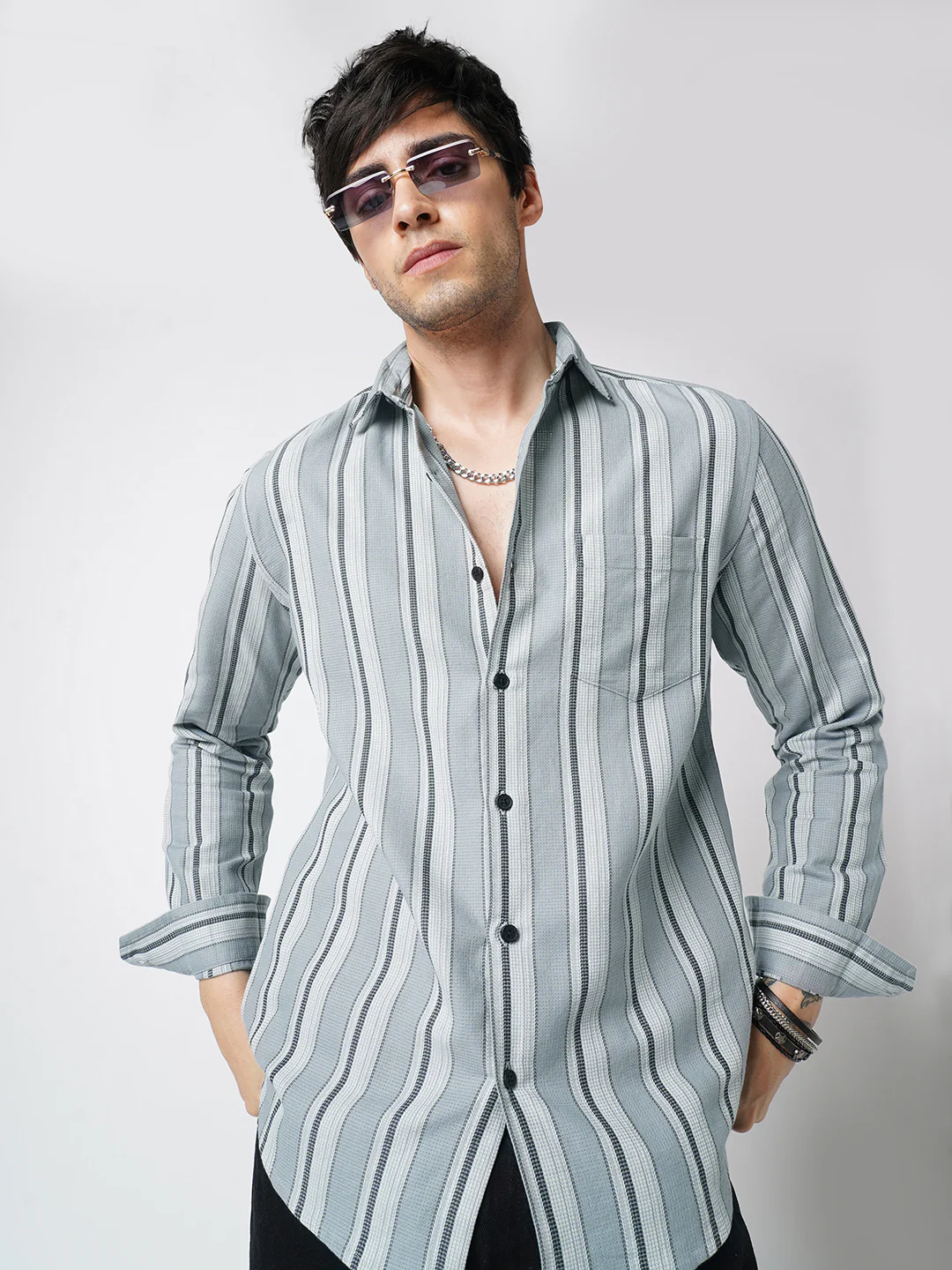Premium Cotton Ash Flow Linear Shirt - Image 4