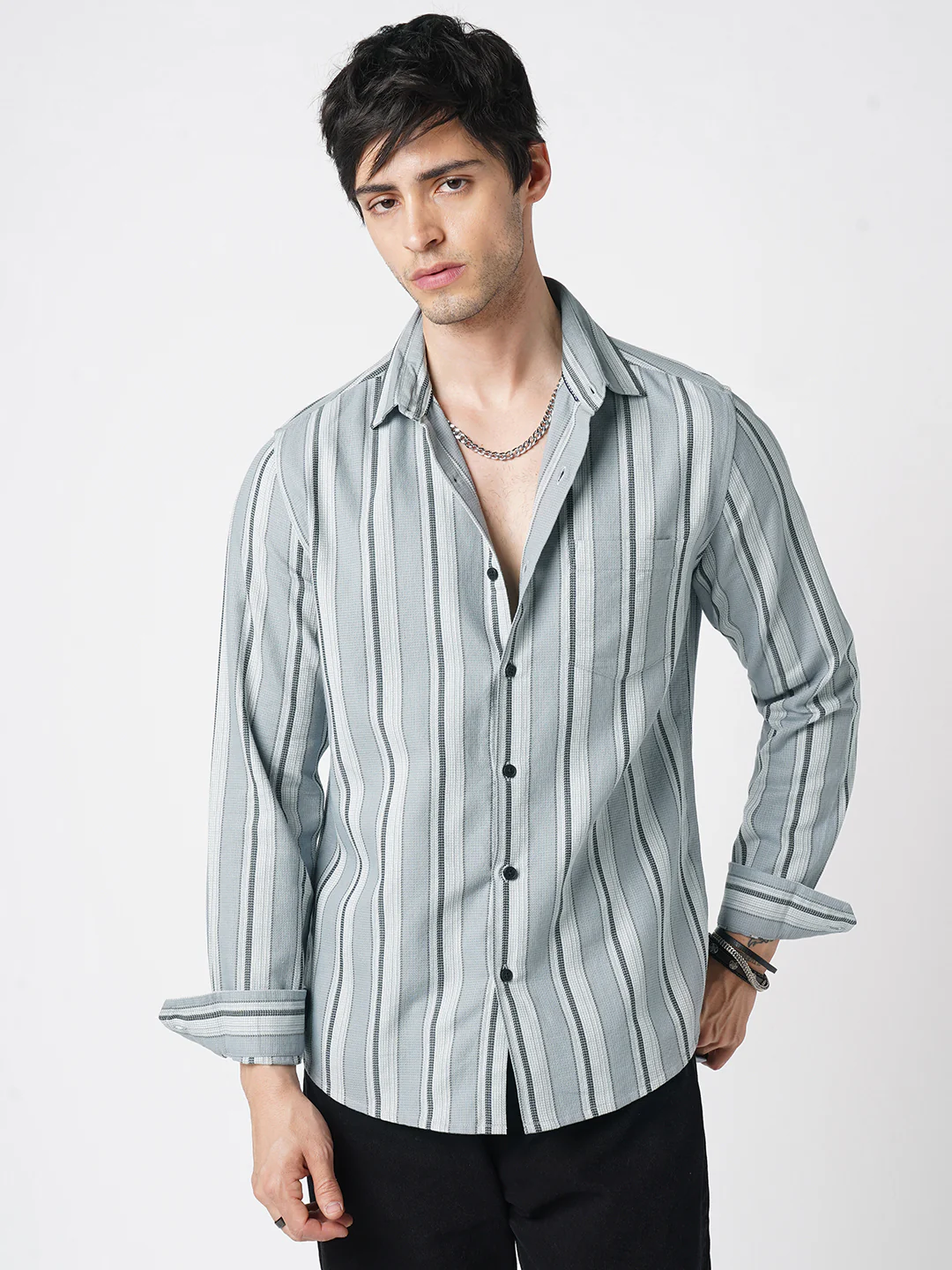 Premium Cotton Ash Flow Linear Shirt - Image 5