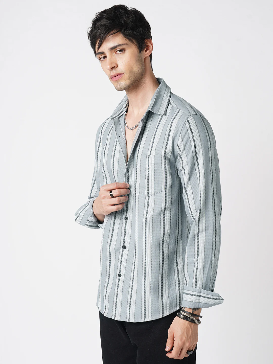 Premium Cotton Ash Flow Linear Shirt - Image 6