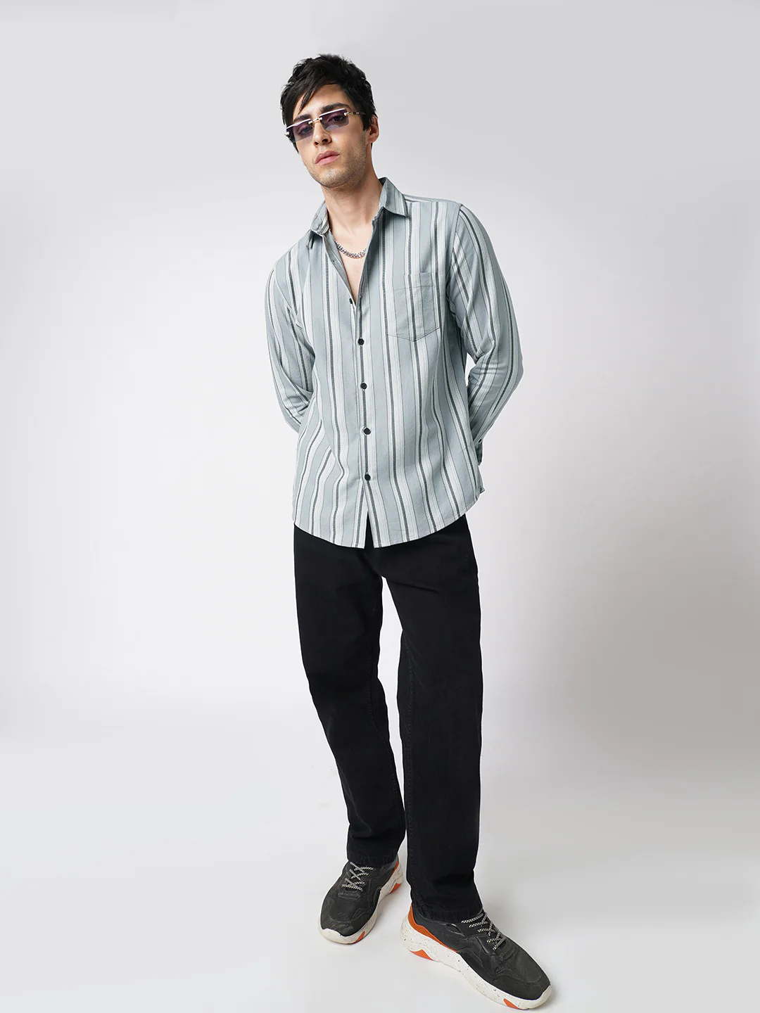 Premium Cotton Ash Flow Linear Shirt - Image 8