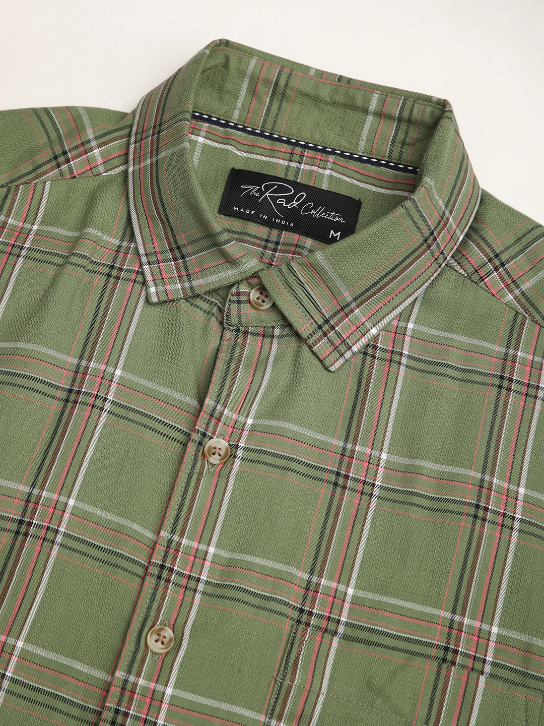 Premium Cotton Basil Green Tartan Checked Shirt - Image 3