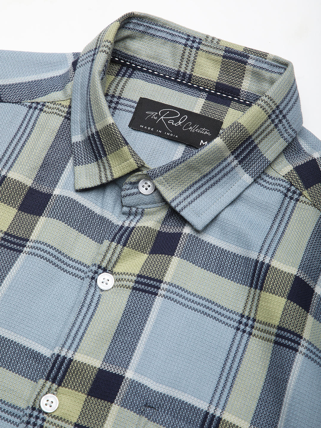 Premium Cotton Blue & Green Tartan Checks Shirt - Image 3