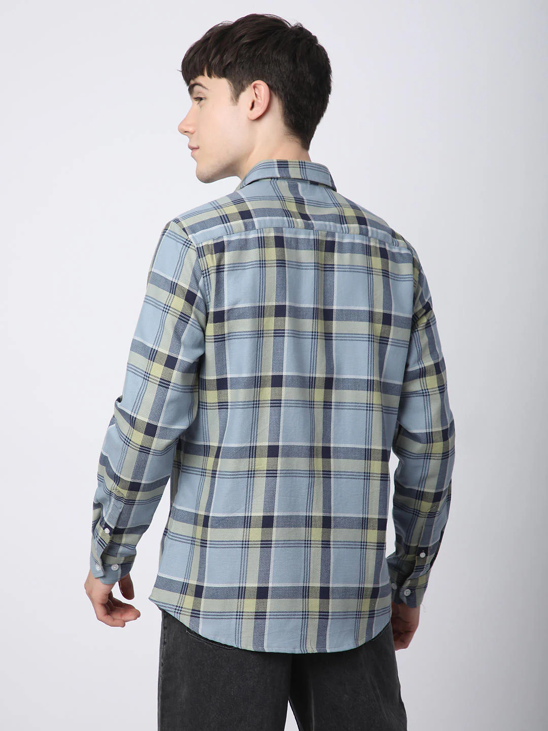 Premium Cotton Blue & Green Tartan Checks Shirt - Image 7