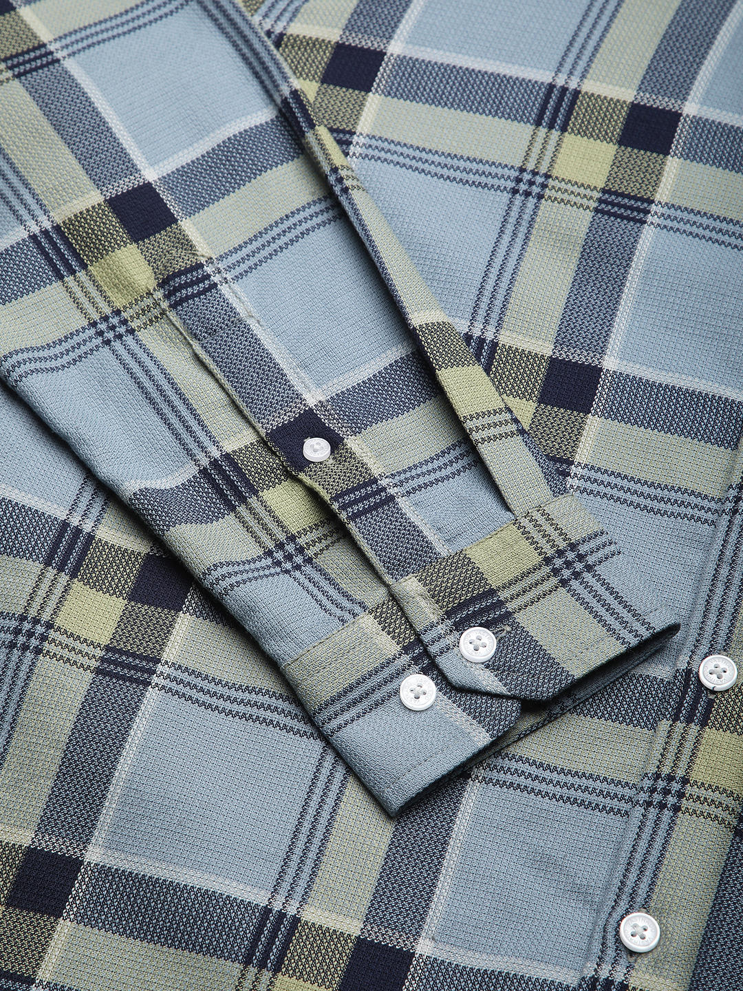 Premium Cotton Blue & Green Tartan Checks Shirt - Image 9