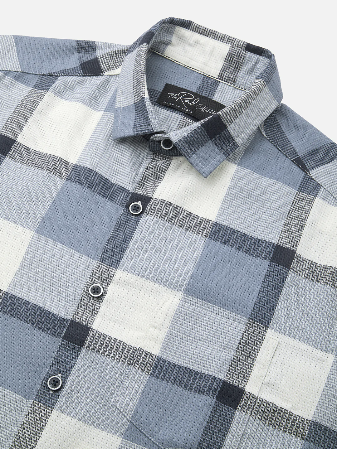 Premium Cotton Blue Glacier Grid Plaid Checks shirt - Image 3