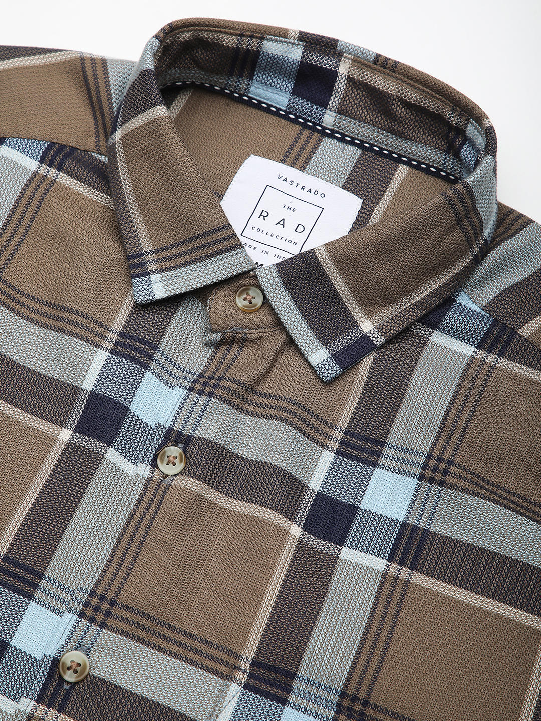 Premium Cotton Brown & Navy Tartanique Checked Shirt - Image 3