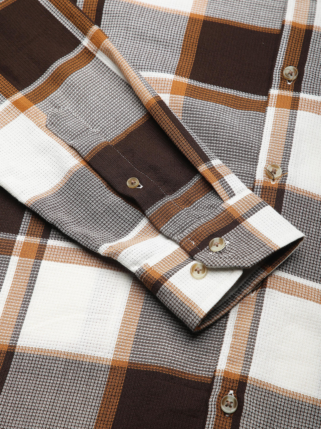 Premium Cotton Brown & White Broad Checks Shirt - Image 8