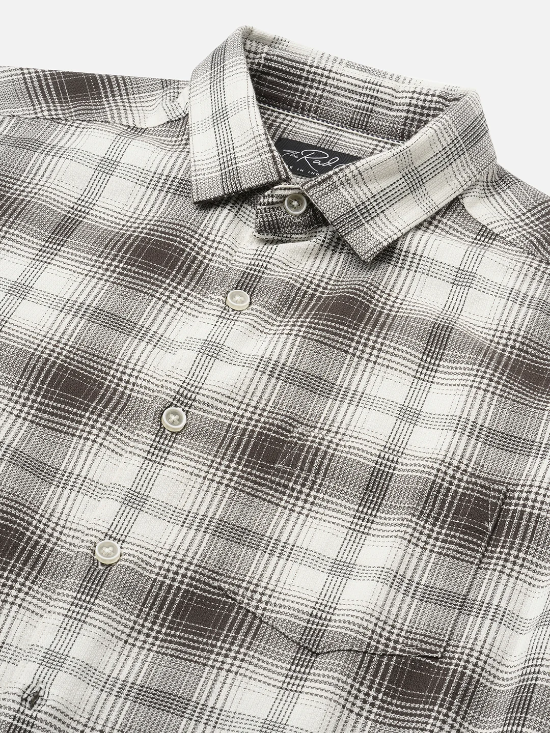 Premium Cotton Brown & White Sable Grid Checks Shirt - Image 3