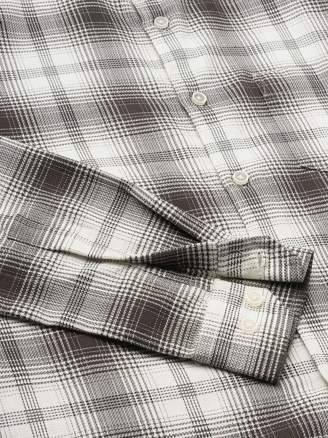 Premium Cotton Brown & White Sable Grid Checks Shirt - Image 9