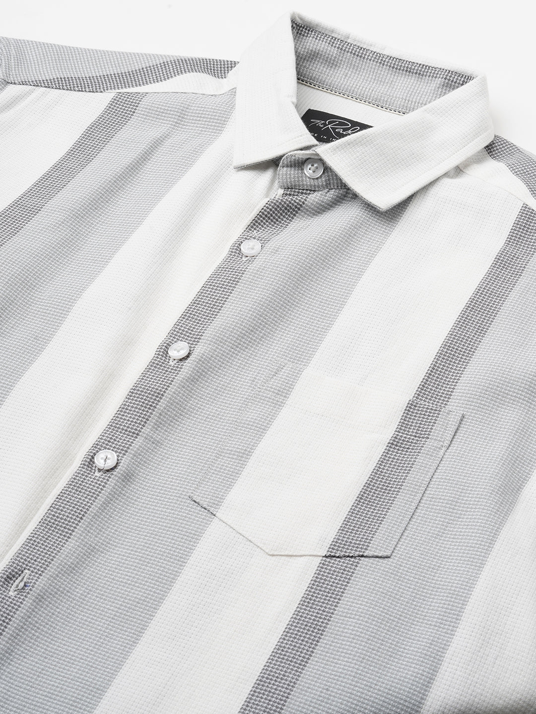 Premium Cotton Classic Dual Tone Broad Stripes Grey Shirt - Image 3