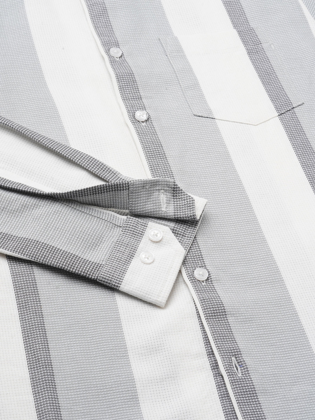 Premium Cotton Classic Dual Tone Broad Stripes Grey Shirt - Image 8