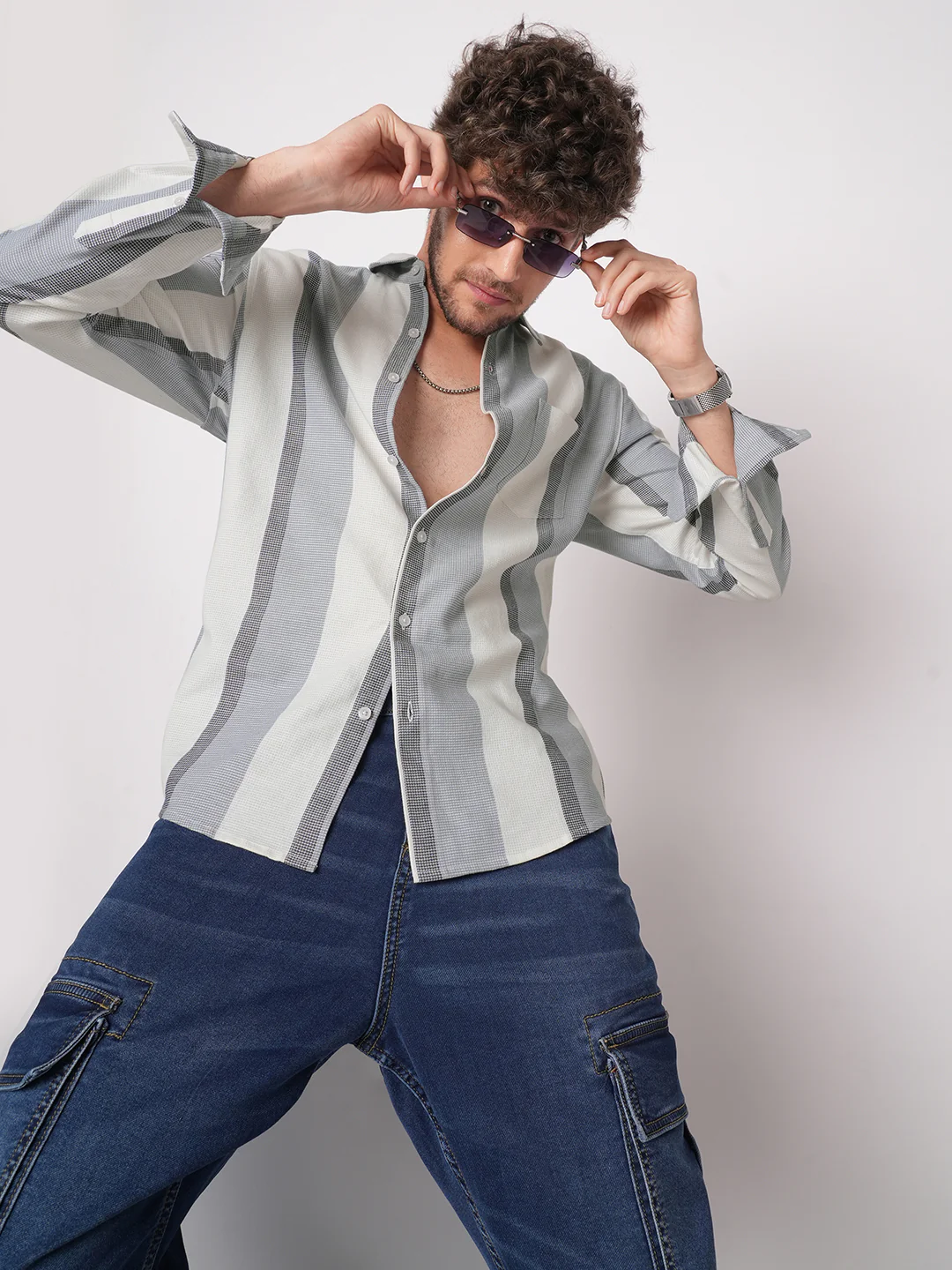 Premium Cotton Classic Dual Tone Broad Stripes Shirt - Image 2
