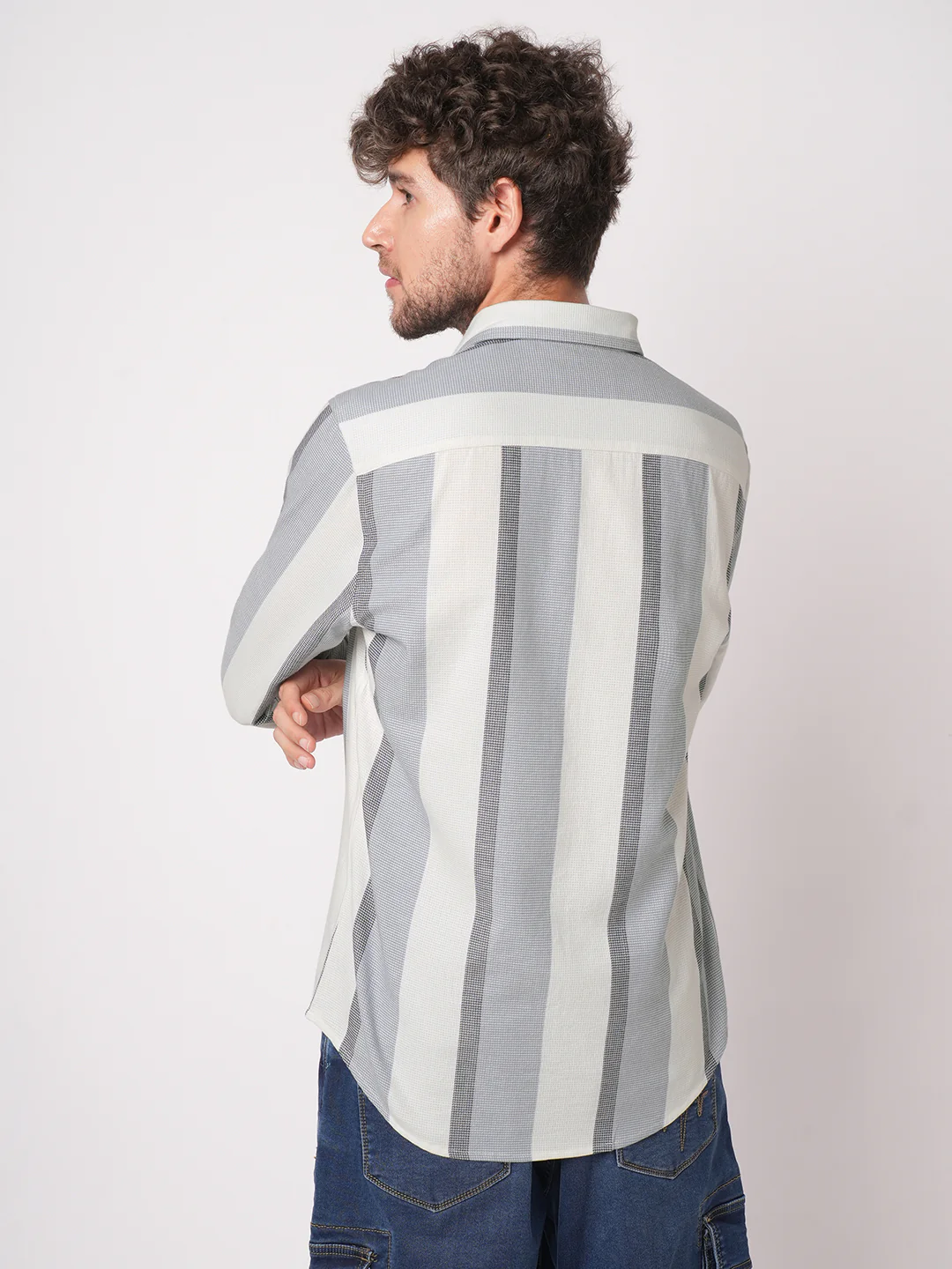 Premium Cotton Classic Dual Tone Broad Stripes Shirt - Image 7