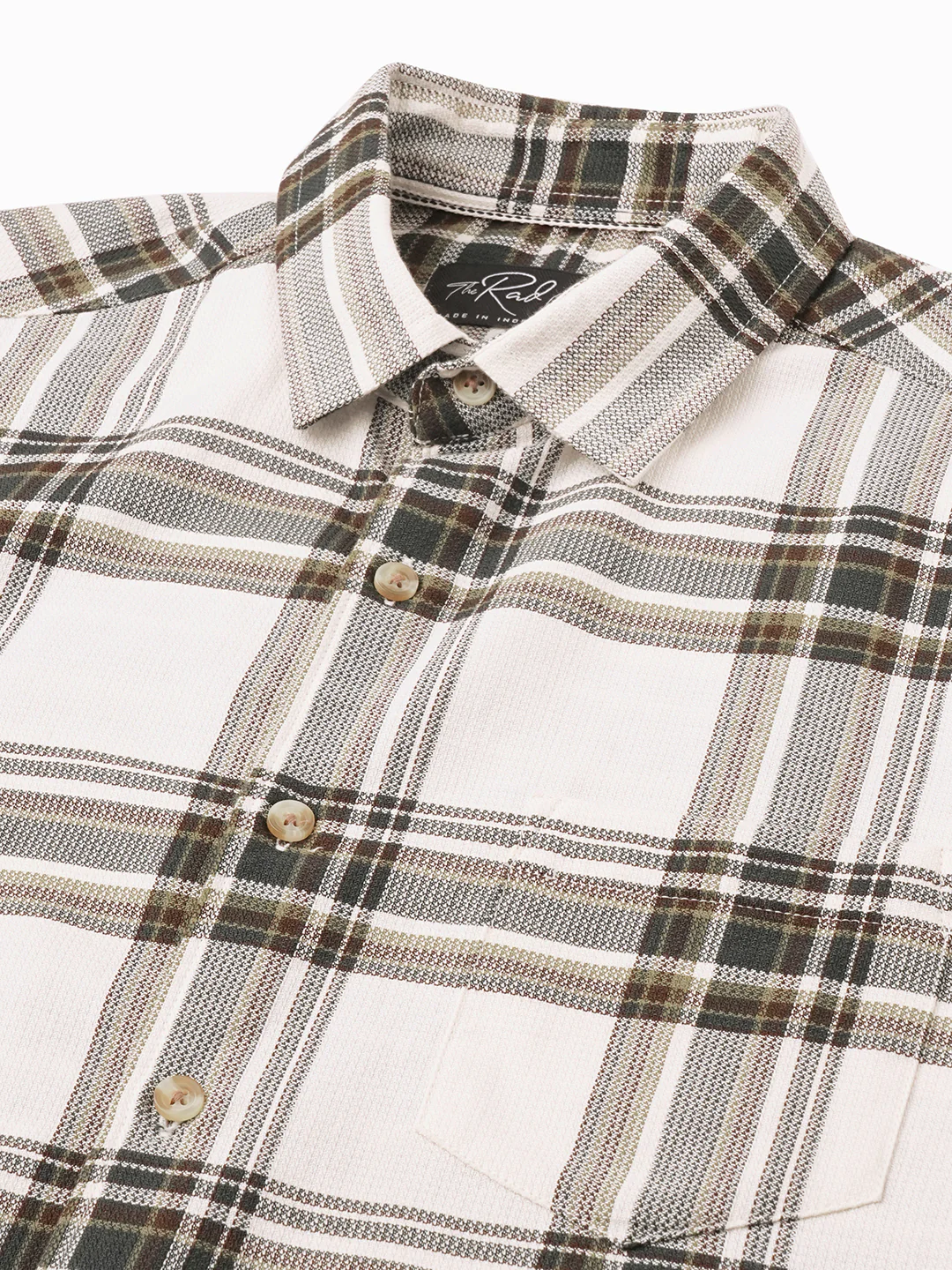 Premium Cotton Classic Ivory Broad Checks Shirt - Image 3