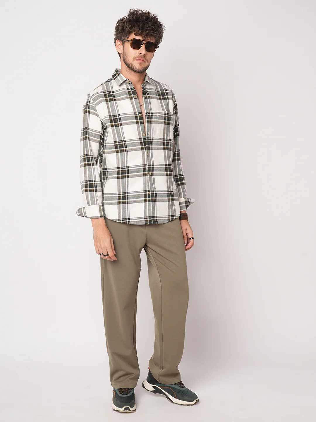 Premium Cotton Classic Ivory Broad Checks Shirt - Image 8
