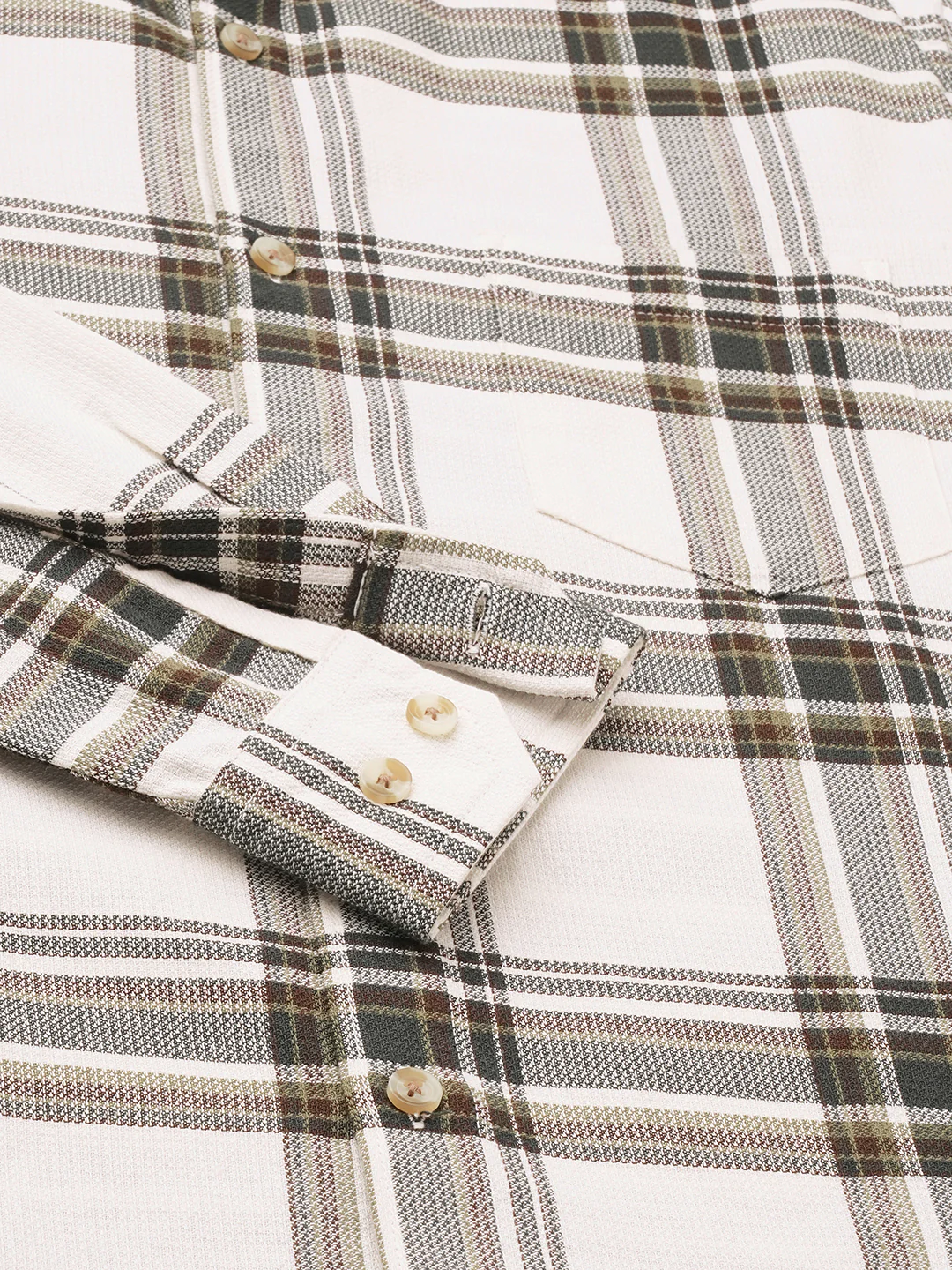 Premium Cotton Classic Ivory Broad Checks Shirt - Image 9