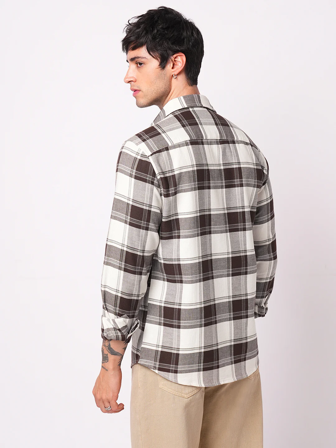 Premium Cotton Classic White & Brown Tartan Checks - Image 7