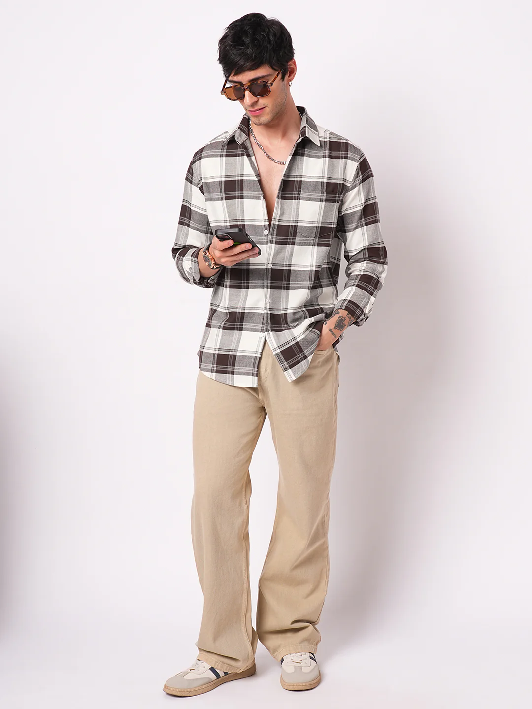 Premium Cotton Classic White & Brown Tartan Checks - Image 8