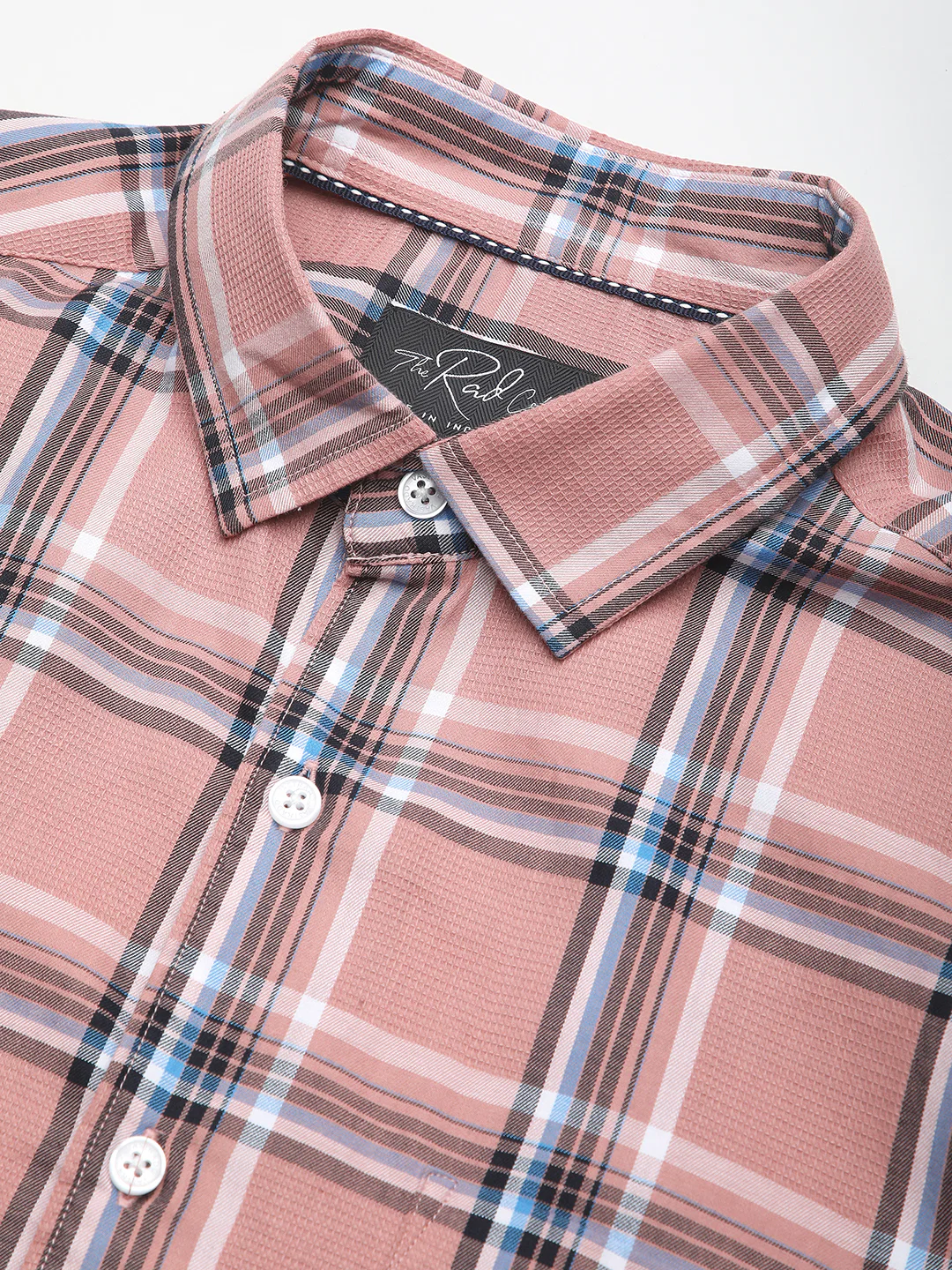 Premium Cotton Dark Peach Dupplin Checked Shirt - Image 3