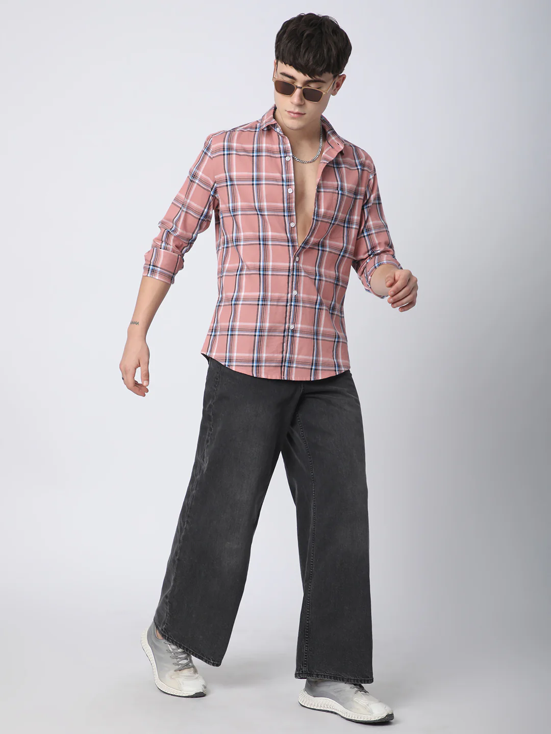 Premium Cotton Dark Peach Dupplin Checked Shirt - Image 7