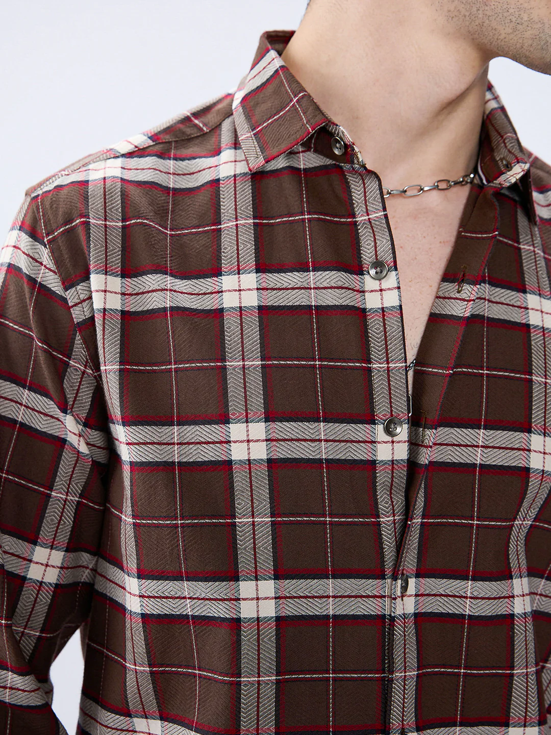 Premium Cotton Elegant Checkmate Brown Shirt - Image 3