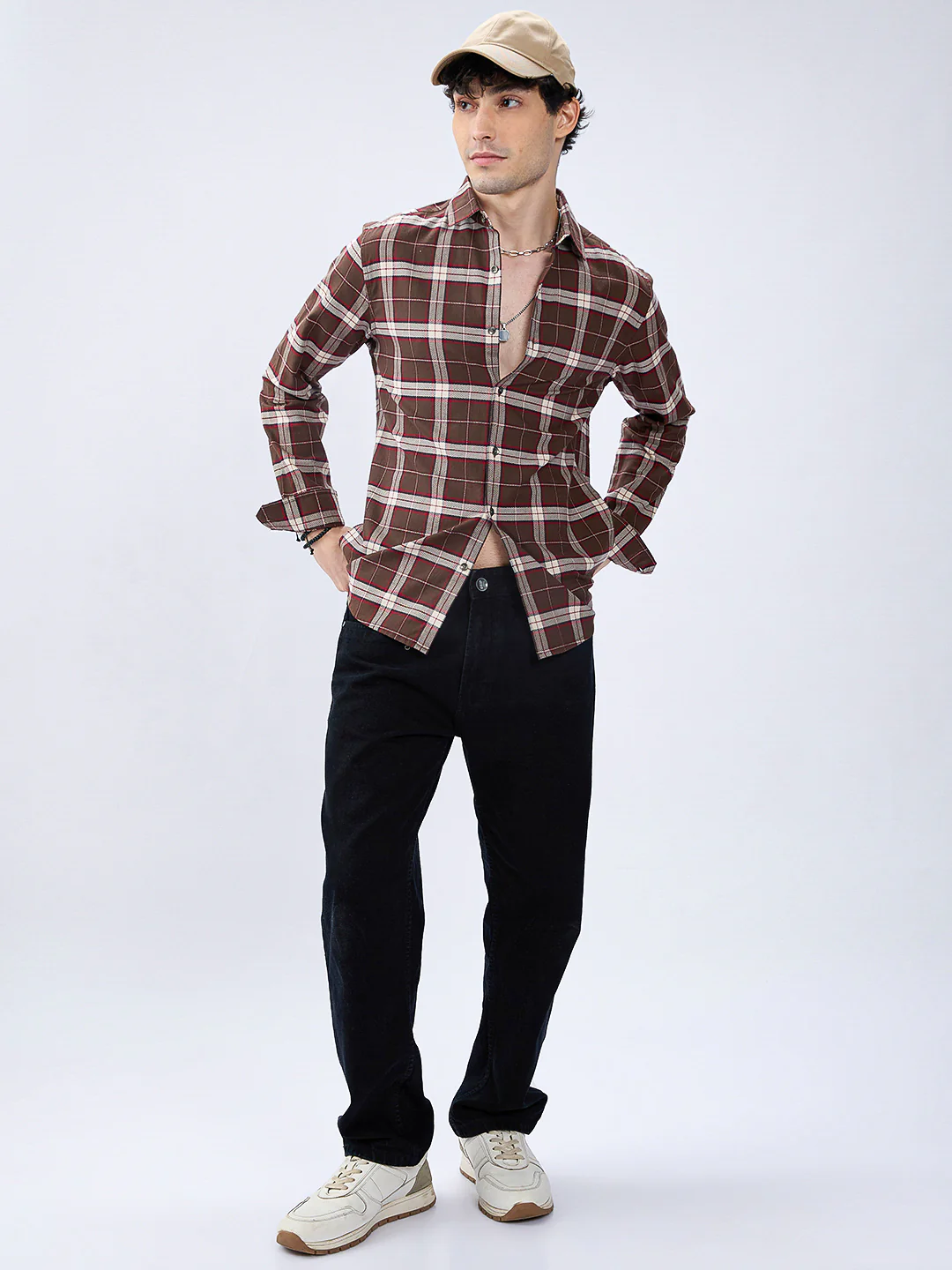 Premium Cotton Elegant Checkmate Brown Shirt - Image 8