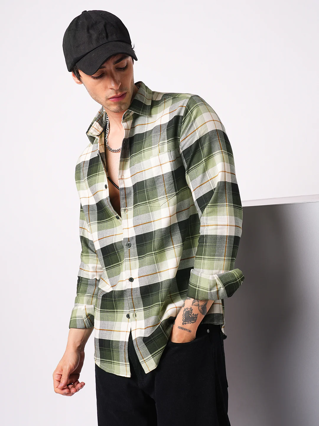 Premium Cotton Elegant Green Vibe Check Shirt - Image 5