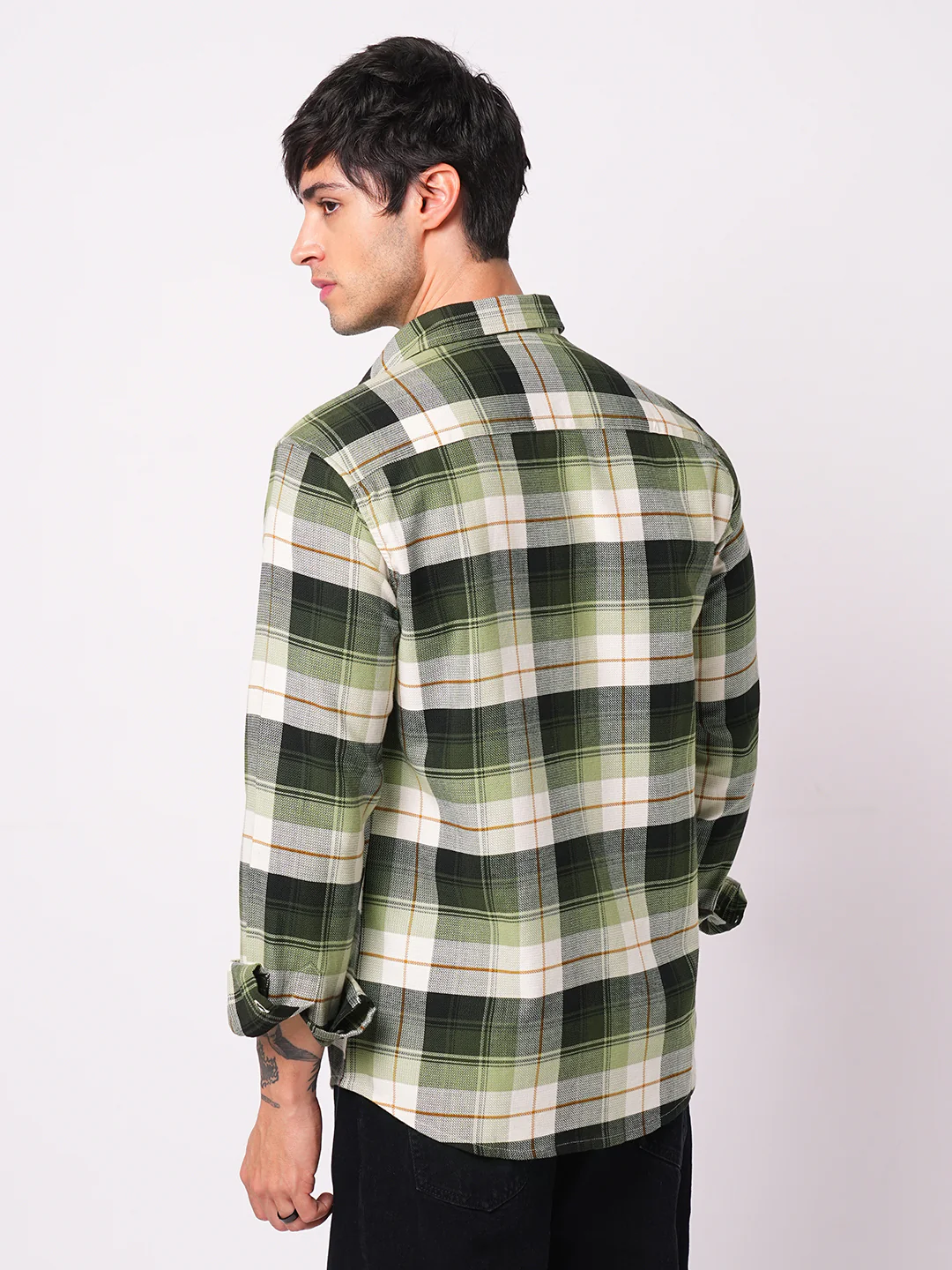 Premium Cotton Elegant Green Vibe Check Shirt - Image 6