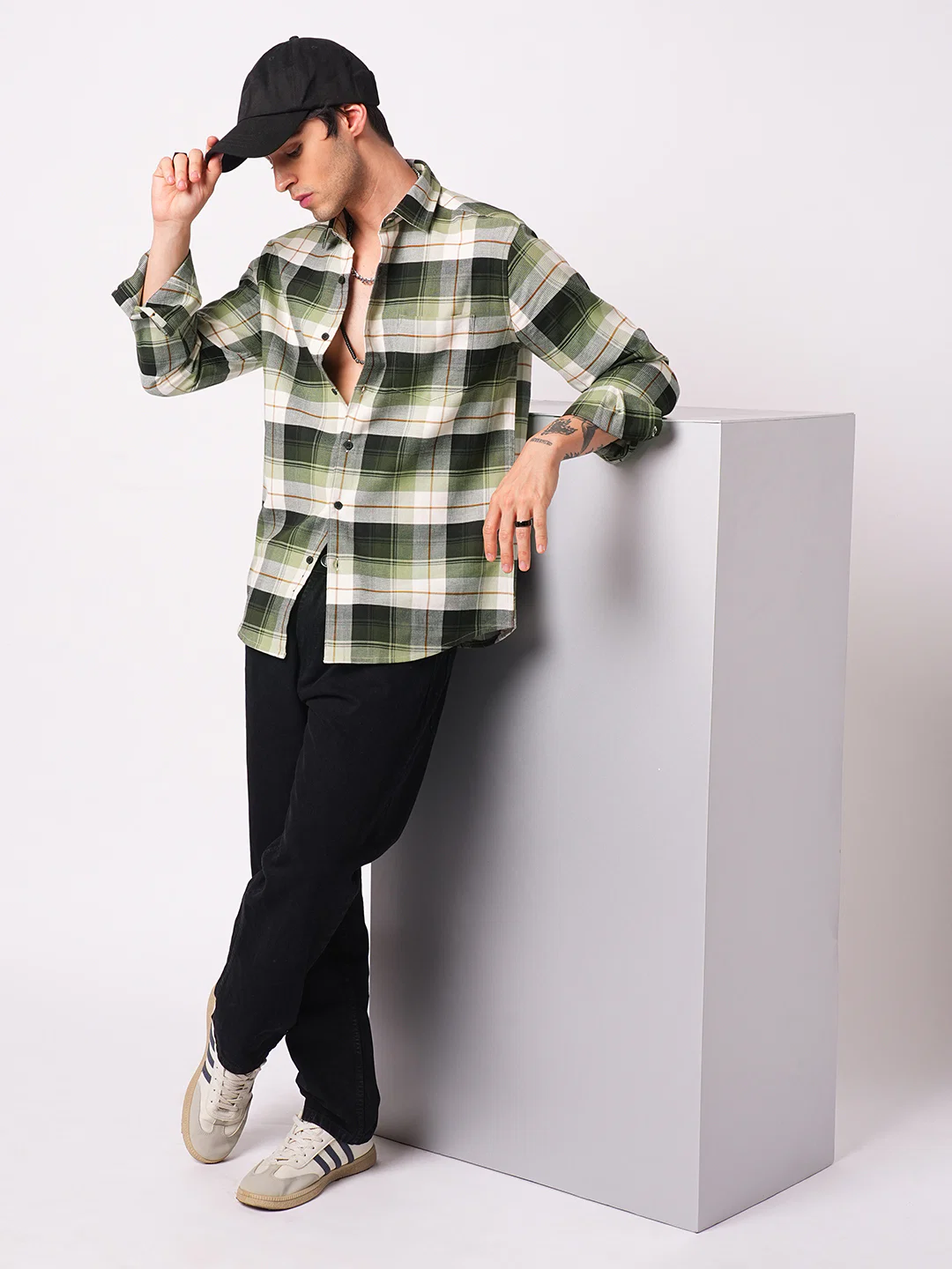 Premium Cotton Elegant Green Vibe Check Shirt - Image 7