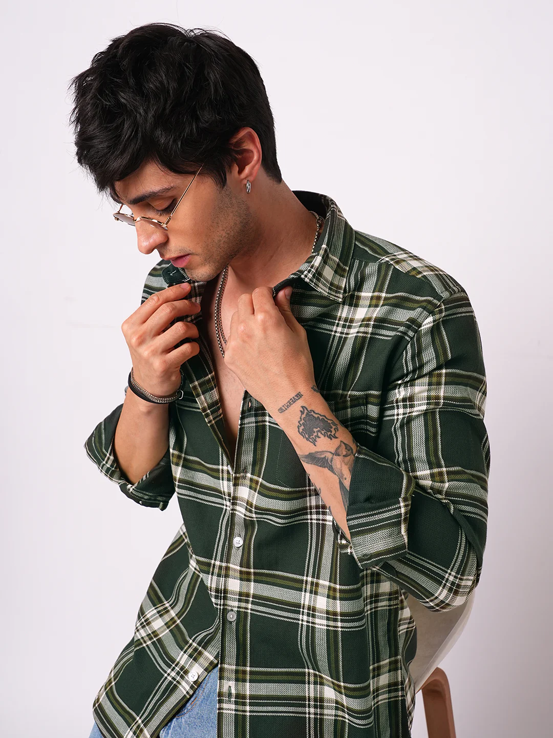 Premium Cotton Evergreen Broad Checks Shirt - Image 2