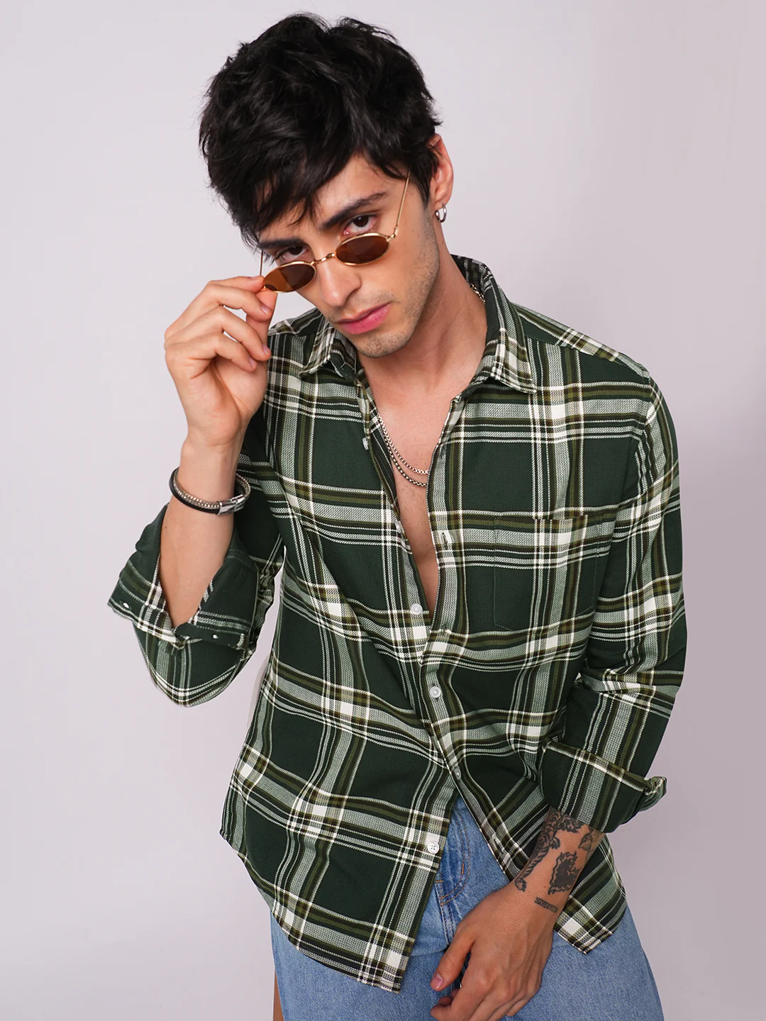 Premium Cotton Evergreen Broad Checks Shirt - Image 4