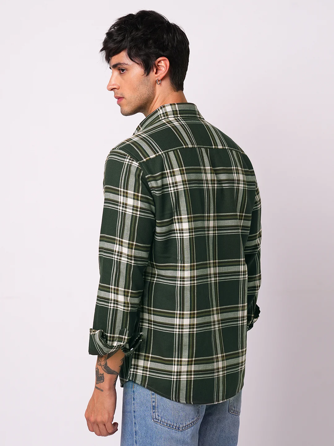 Premium Cotton Evergreen Broad Checks Shirt - Image 7