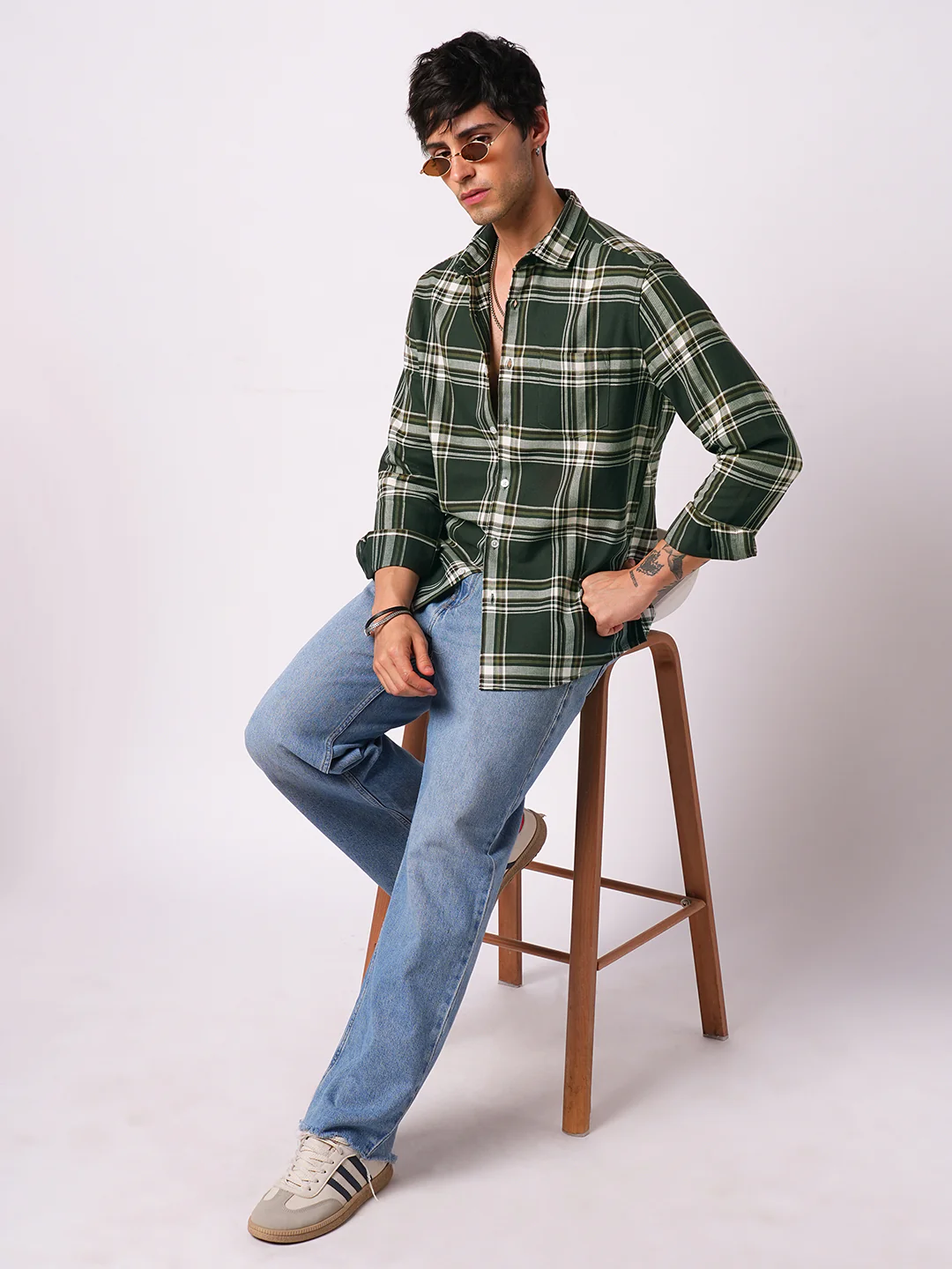 Premium Cotton Evergreen Broad Checks Shirt - Image 8