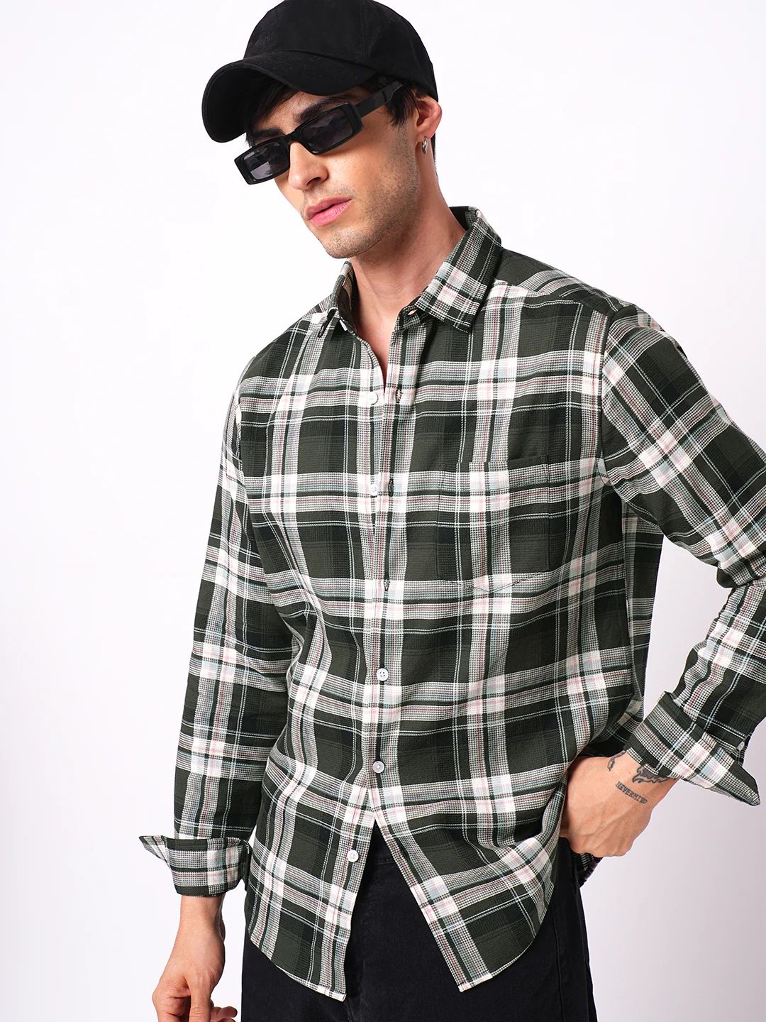 Premium Cotton Evergreen Plaid Checks Opulent Shirt - Image 2