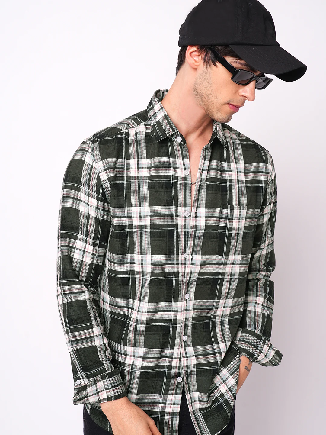 Premium Cotton Evergreen Plaid Checks Opulent Shirt - Image 4