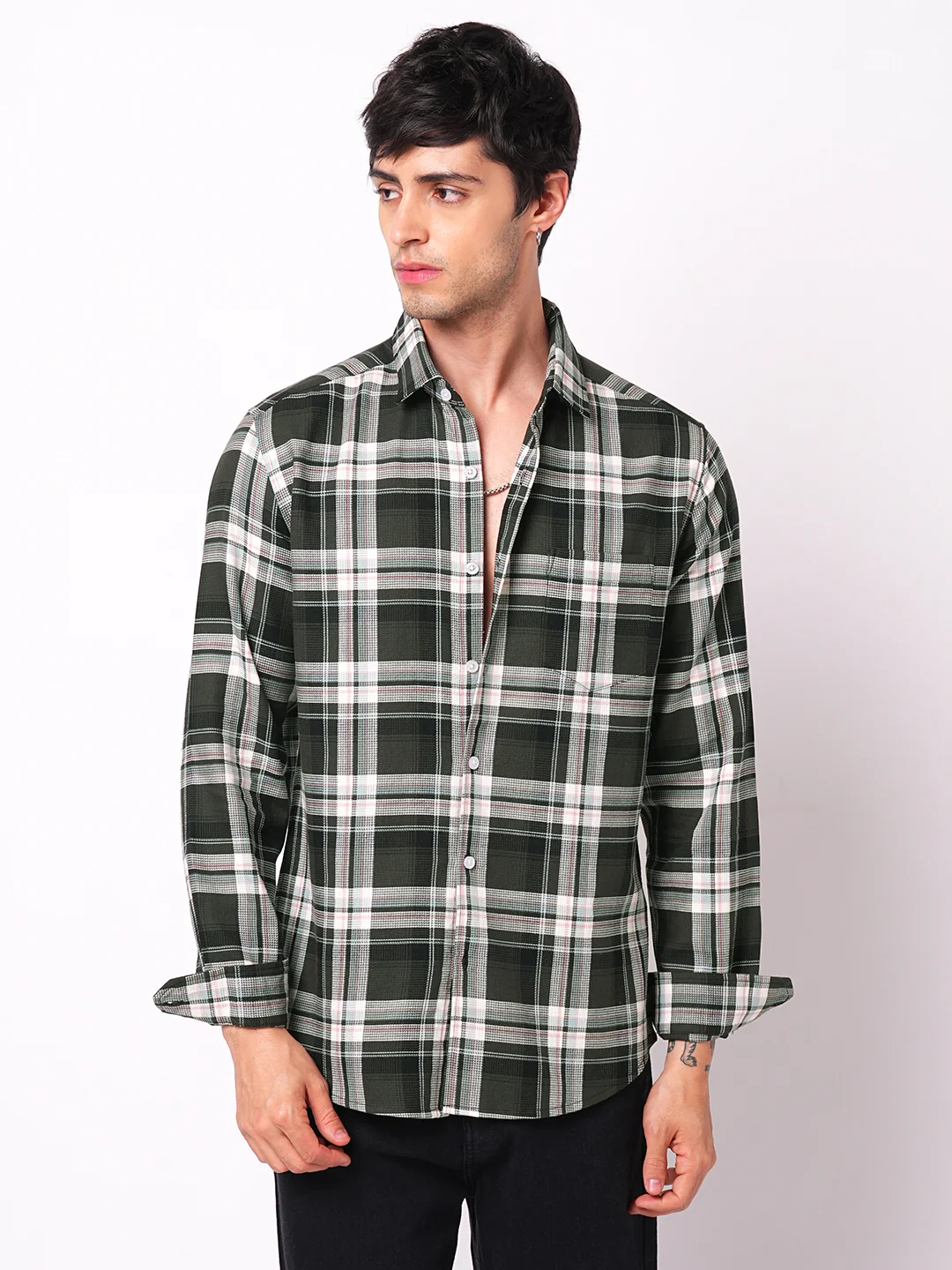 Premium Cotton Evergreen Plaid Checks Opulent Shirt - Image 5